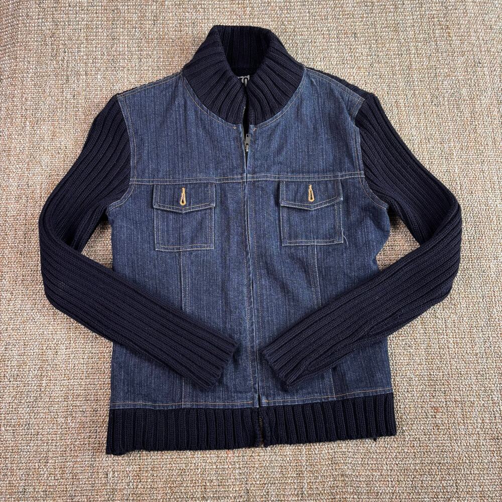 🖤 Clio Denim Sweater Knit Zip Jacket | Size M | Indigo